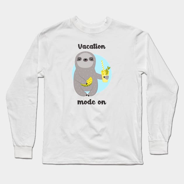 Cute Sloth with a Drink Long Sleeve T-Shirt by Photomisak72